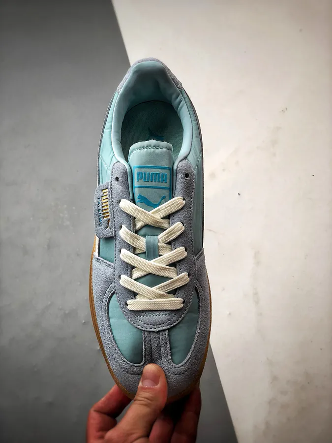 Puma Palermo Blue and White Low Top Trainer Sneakers