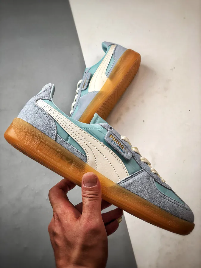 Puma Palermo Blue and White Low Top Trainer Sneakers