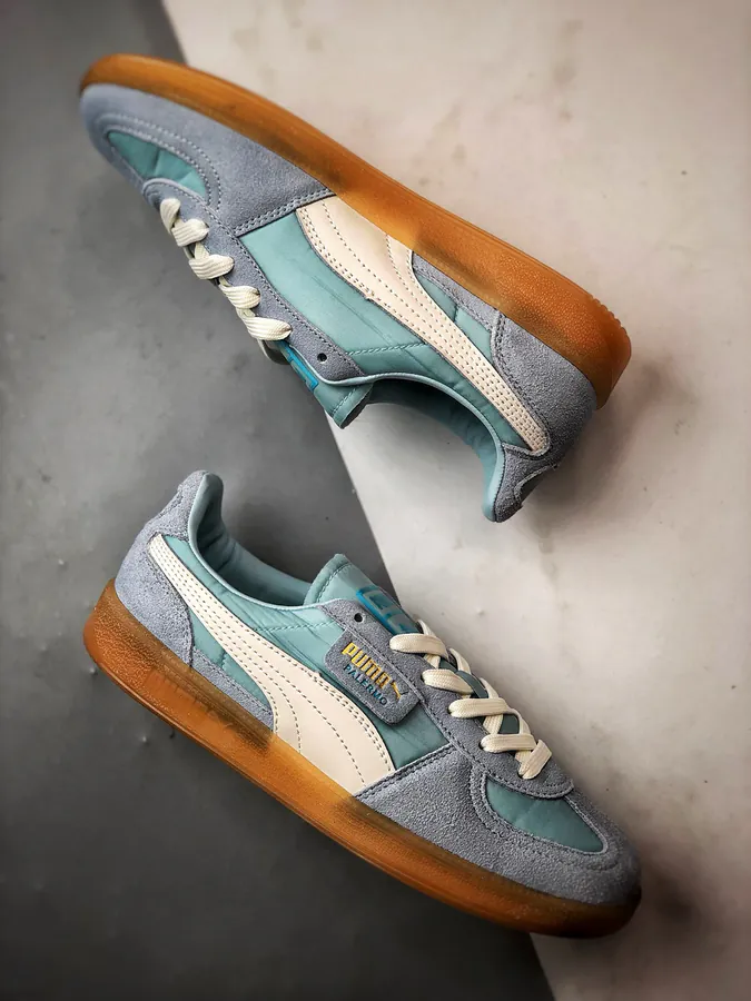 Puma Palermo Blue and White Low Top Trainer Sneakers