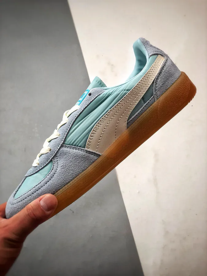 Puma Palermo Blue and White Low Top Trainer Sneakers