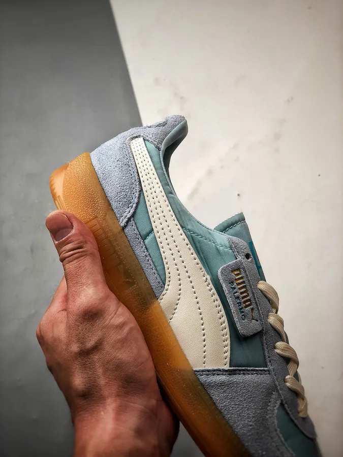 Puma Palermo Blue and White Low Top Trainer Sneakers