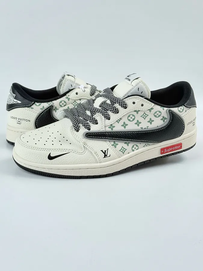 Travis Scott x Air 1 Low x Louis Vuitton Reverse White Black Monogram Star Chevron
