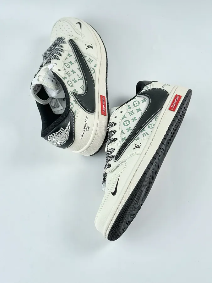 Travis Scott x Air 1 Low x Louis Vuitton Reverse White Black Monogram Star Chevron