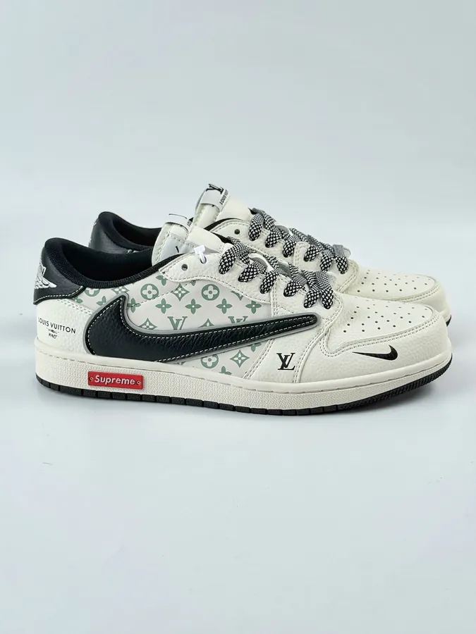 Travis Scott x Air 1 Low x Louis Vuitton Reverse White Black Monogram Star Chevron