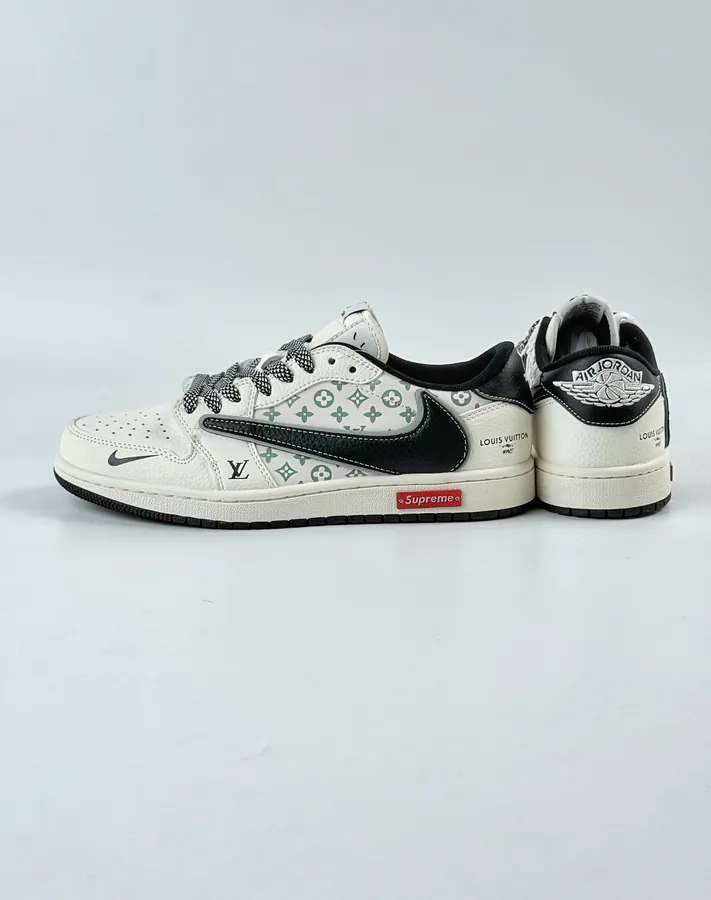 Travis Scott x Air 1 Low x Louis Vuitton Reverse White Black Monogram Star Chevron