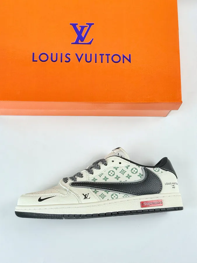 Travis Scott x Air 1 Low x Louis Vuitton Reverse White Black Monogram Star Chevron