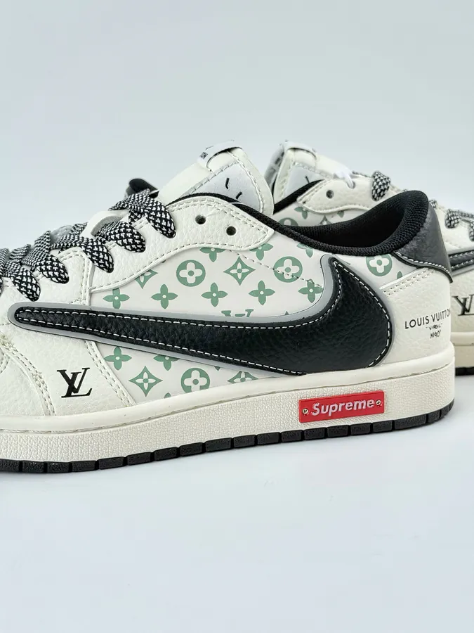 Travis Scott x Air 1 Low x Louis Vuitton Reverse White Black Monogram Star Chevron