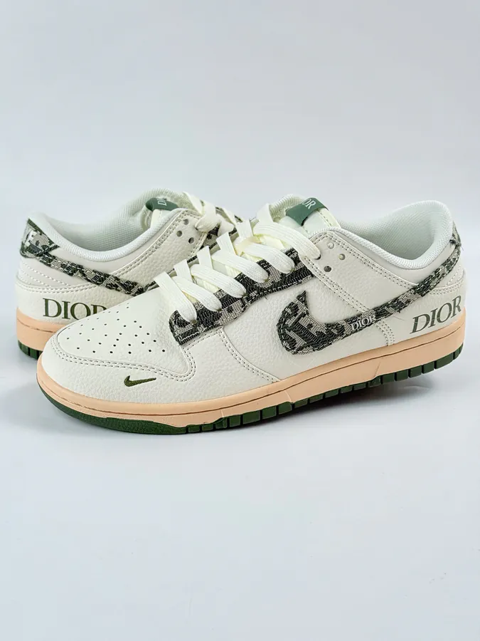 Nike SB Dunk Low x DIOR White Black Green Swoosh