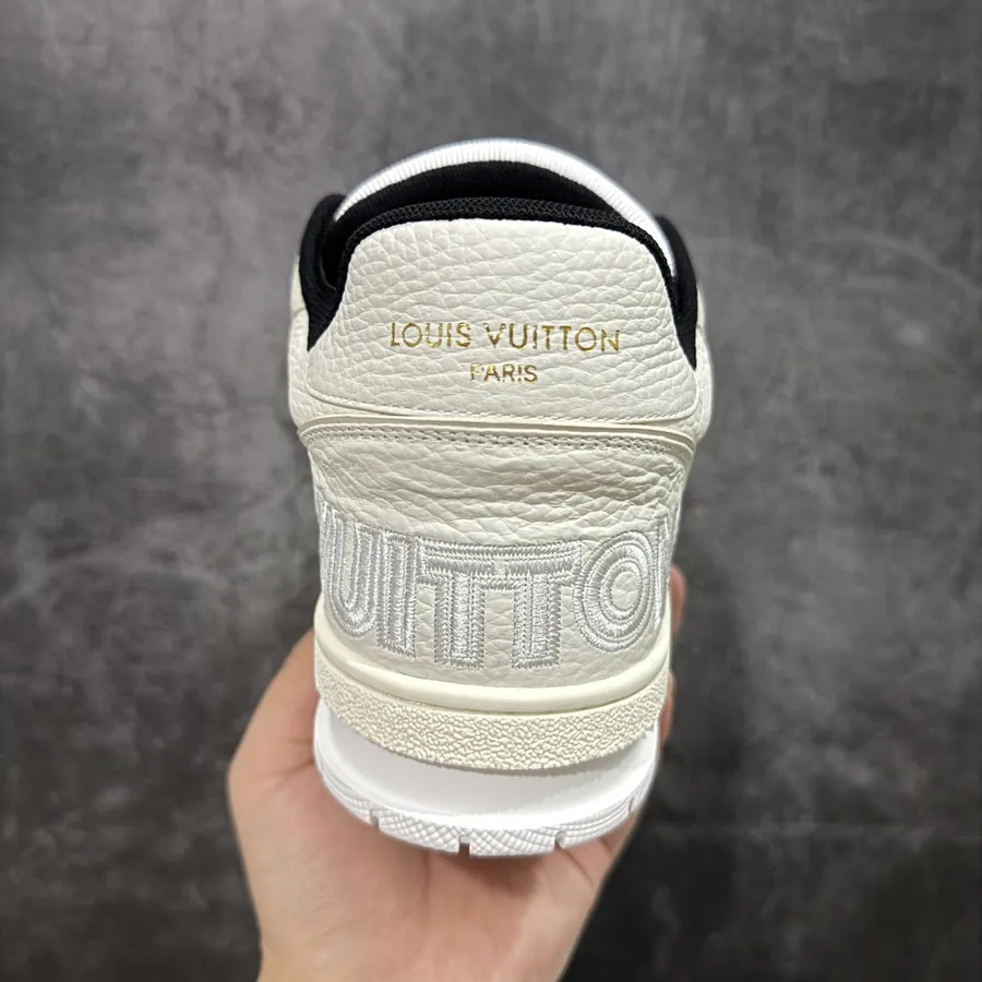 LV Trainer White and Black Grained Calfskin