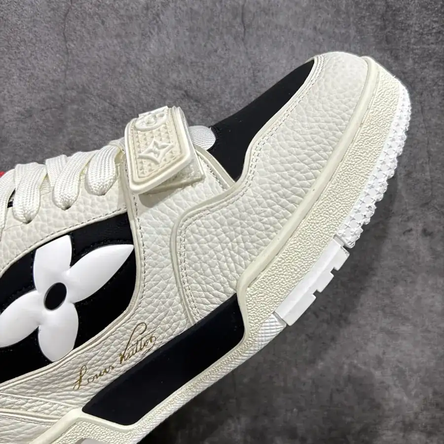 LV Trainer White and Black Grained Calfskin
