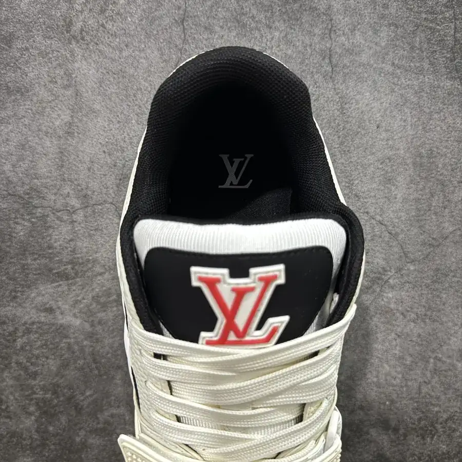 LV Trainer White and Black Grained Calfskin