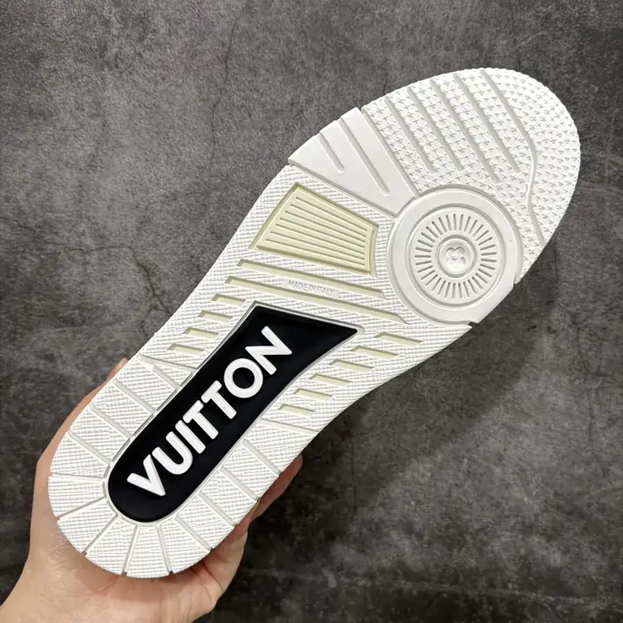 LV Trainer White and Black Grained Calfskin