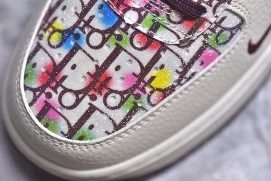 Air Force 107 Low Collaborative Color Flower Design, Low Top Casual Sneakers
