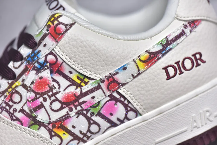 Air Force 107 Low Collaborative Color Flower Design, Low Top Casual Sneakers
