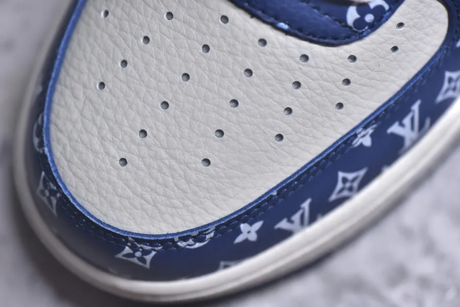 NK Air Force 107 Low White Blue White Suede Low Sneakers