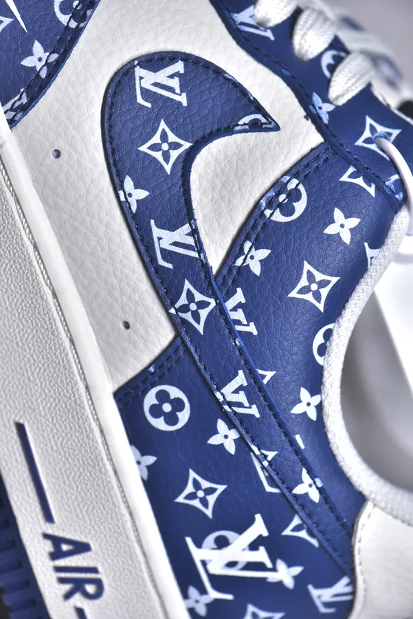 NK Air Force 107 Low White Blue White Suede Low Sneakers
