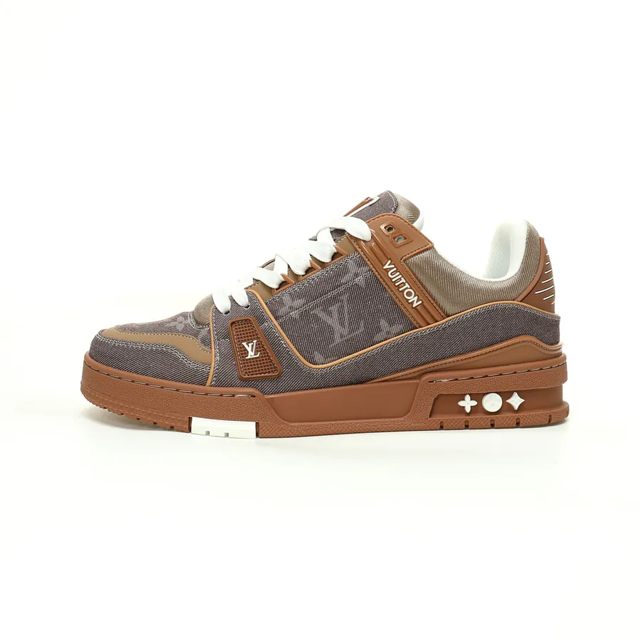 Louis Vuitton Trainer Sneaker Low in Denim Brown