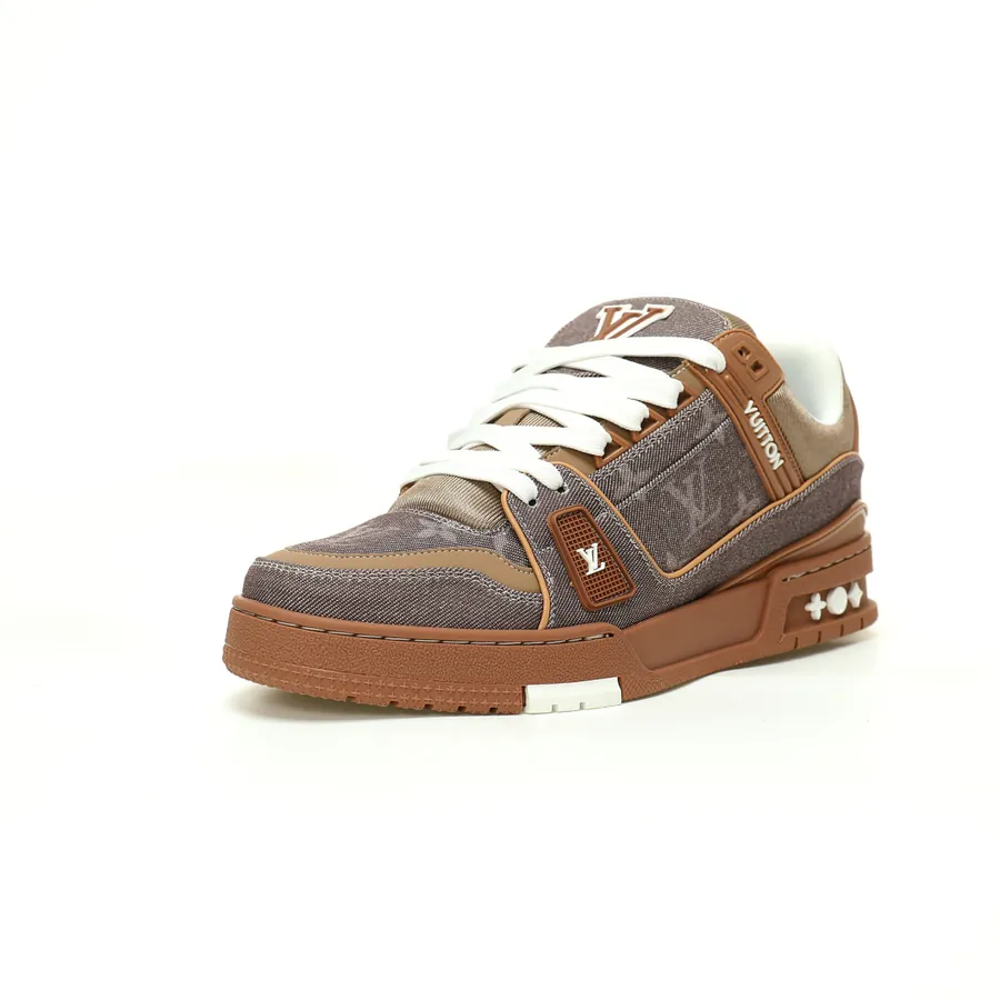 Louis Vuitton Trainer Sneaker Low in Denim Brown