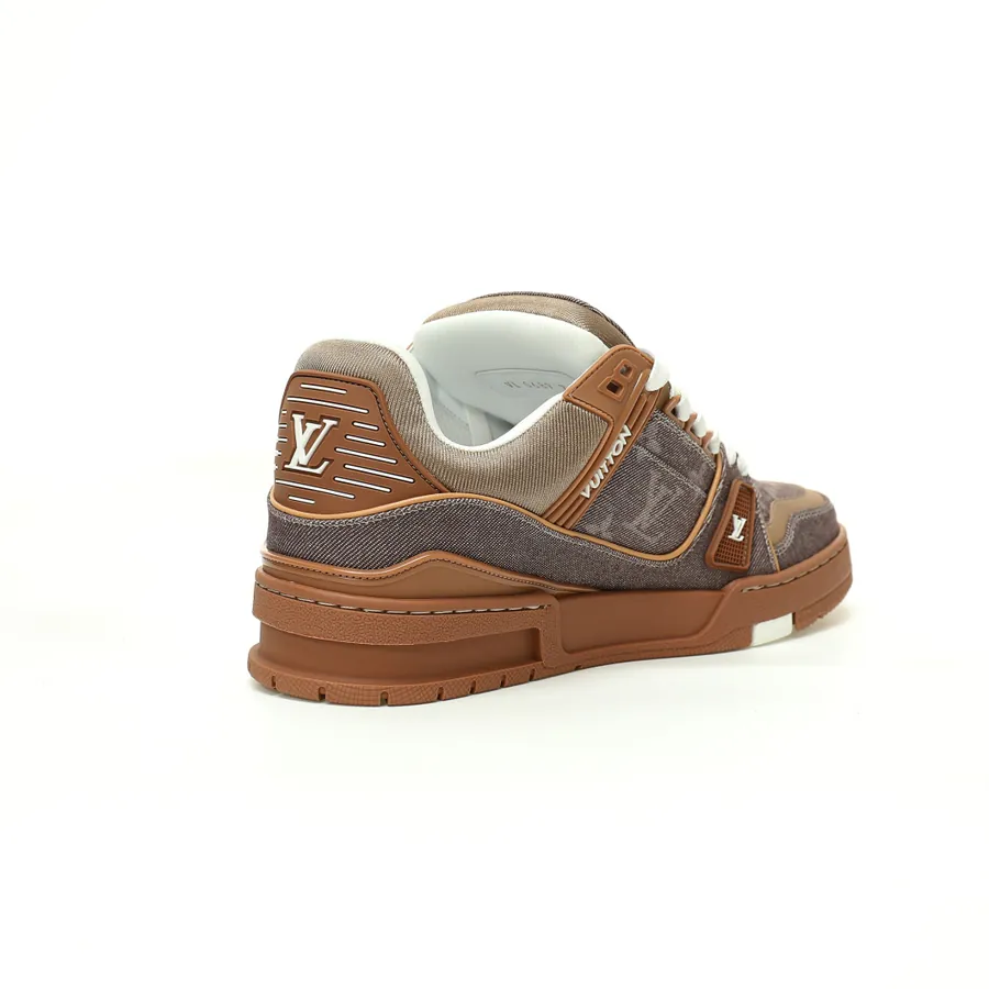 Louis Vuitton Trainer Sneaker Low in Denim Brown