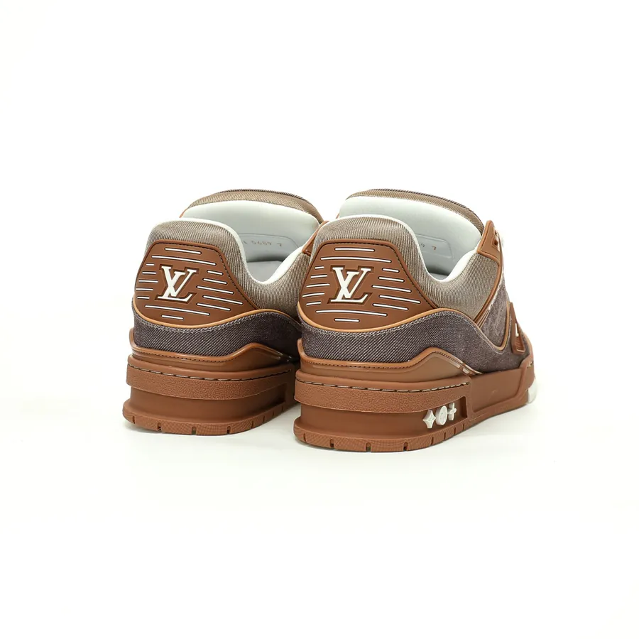 Louis Vuitton Trainer Sneaker Low in Denim Brown