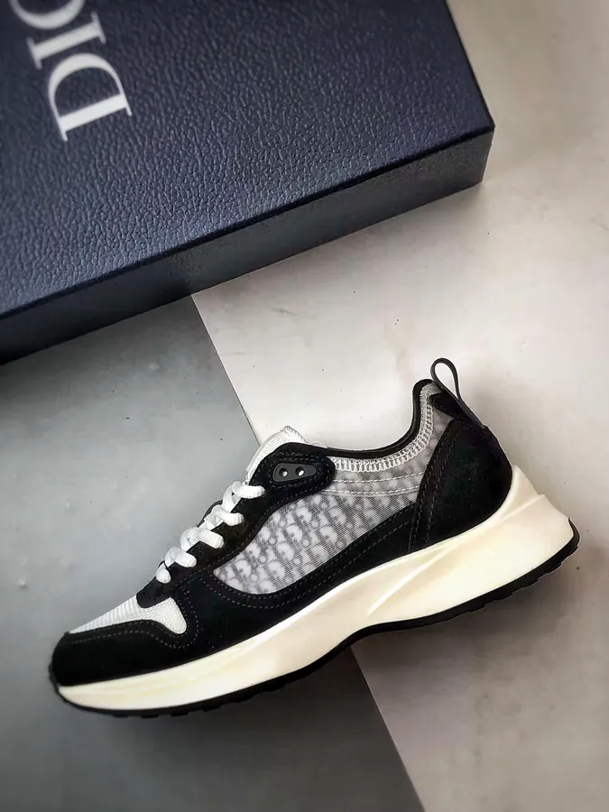 Dior B25 Oblique Runner Sneaker Black and White