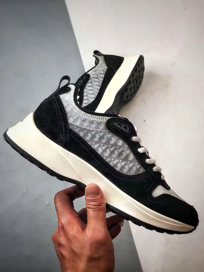 Dior B25 Oblique Runner Sneaker Black and White