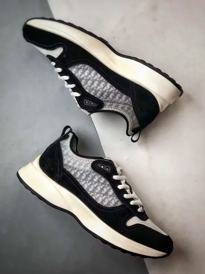 Dior B25 Oblique Runner Sneaker Black and White