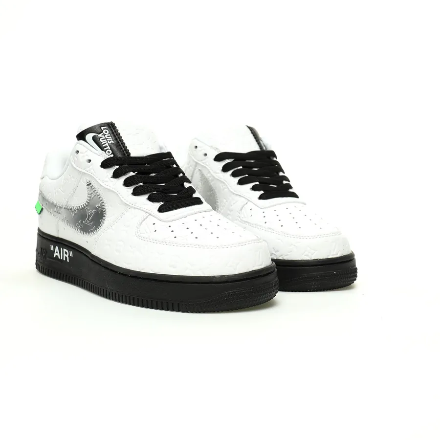 Louis Vuitton x Air Force 1 Low in White, Silver, Black Monogram