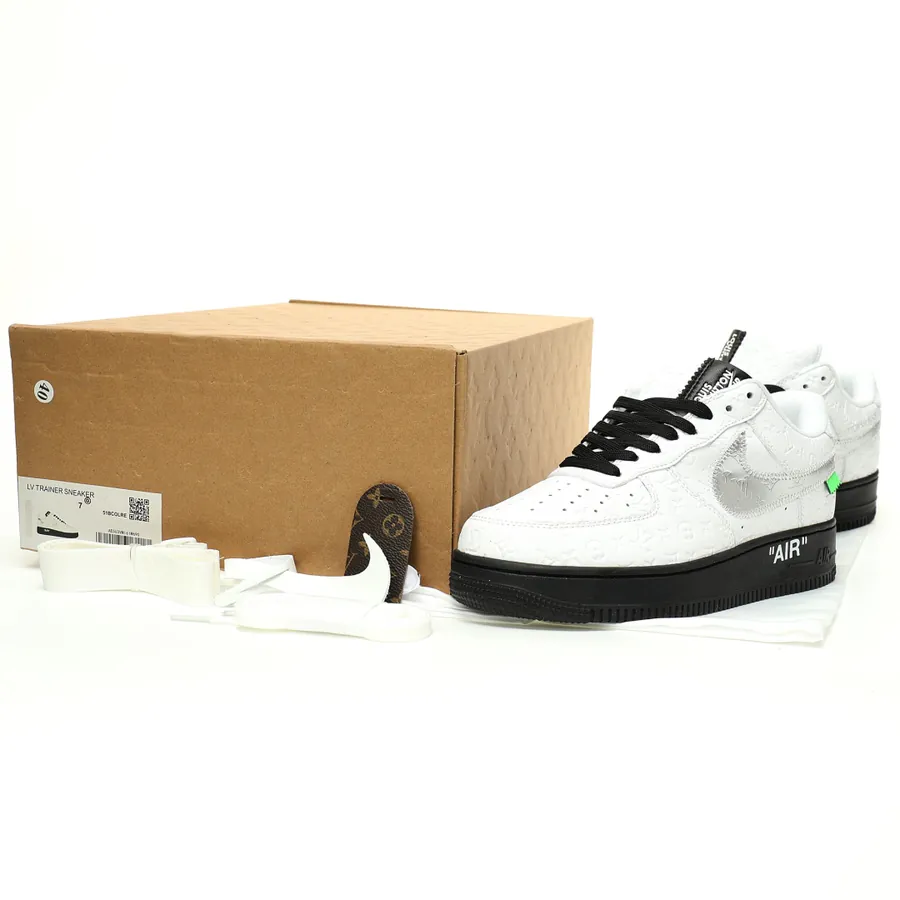 Louis Vuitton x Air Force 1 Low in White, Silver, Black Monogram