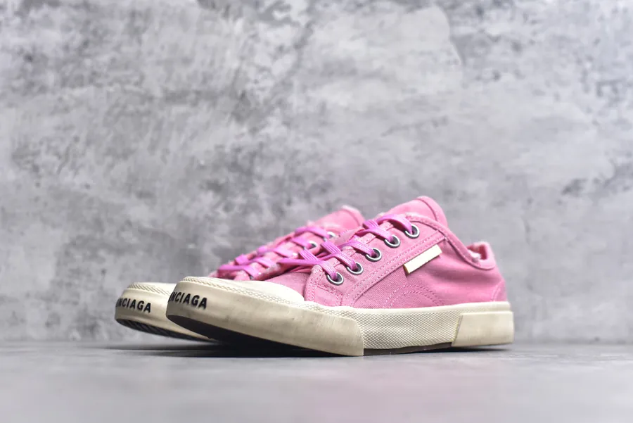 BALENCIAGA Paris Worn Effect Canvas Low Top Sneaker