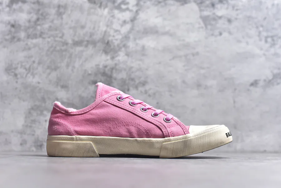 BALENCIAGA Paris Worn Effect Canvas Low Top Sneaker