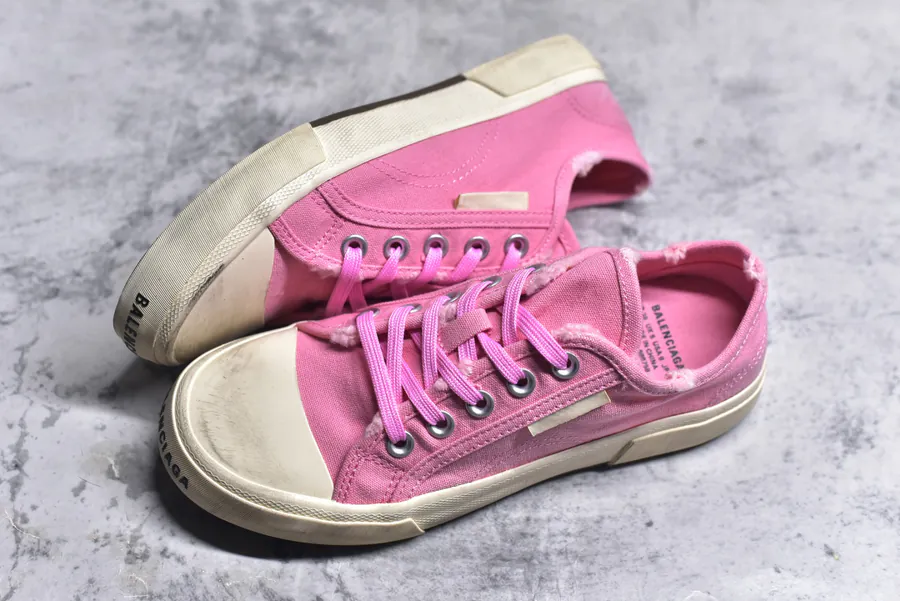 BALENCIAGA Paris Worn Effect Canvas Low Top Sneaker