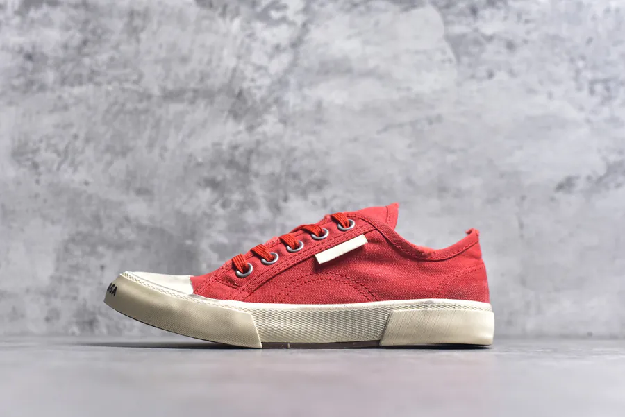 BALENCIAGA Paris Worn Effect Canvas Low Top Sneaker