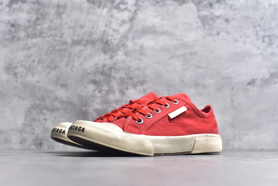 BALENCIAGA Paris Worn Effect Canvas Low Top Sneaker