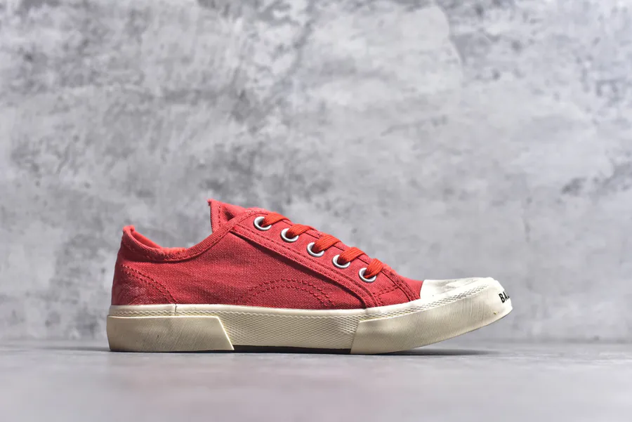 BALENCIAGA Paris Worn Effect Canvas Low Top Sneaker