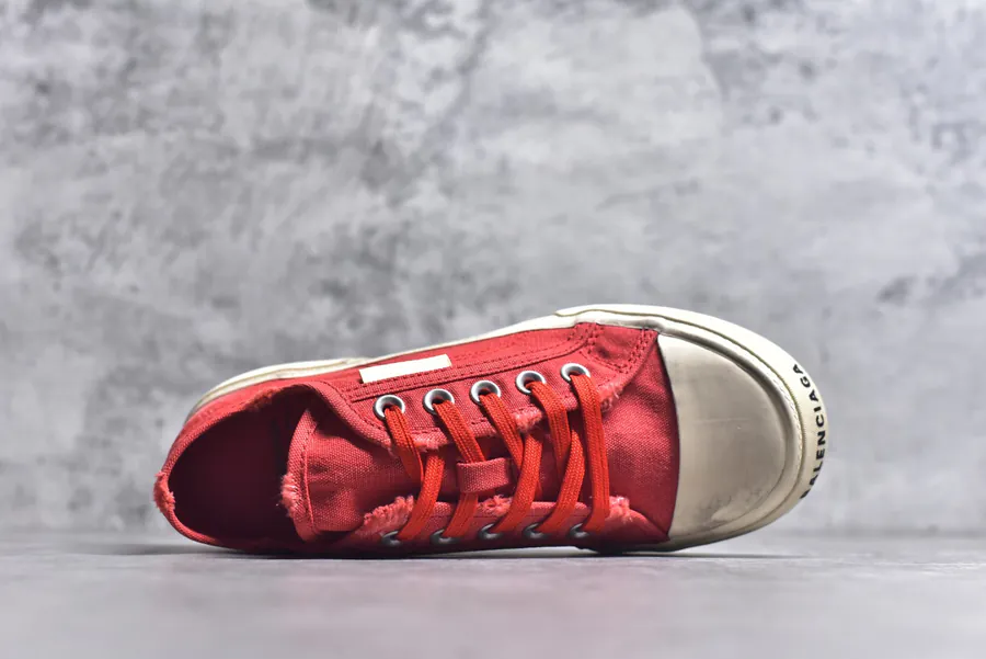 BALENCIAGA Paris Worn Effect Canvas Low Top Sneaker