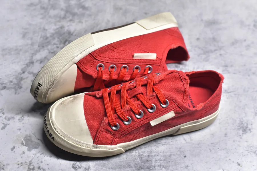 BALENCIAGA Paris Worn Effect Canvas Low Top Sneaker