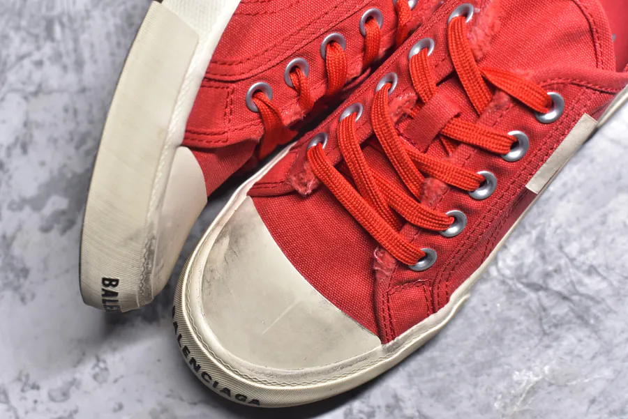 BALENCIAGA Paris Worn Effect Canvas Low Top Sneaker