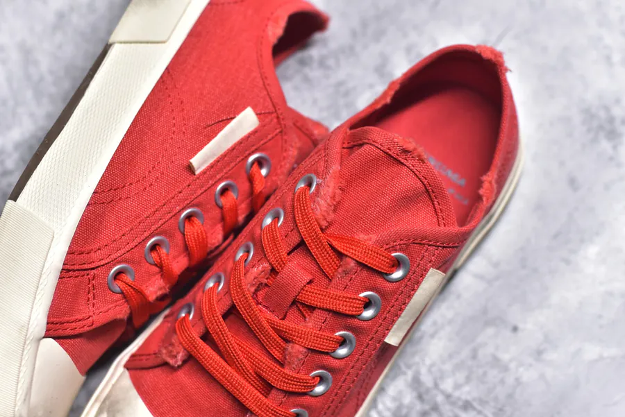 BALENCIAGA Paris Worn Effect Canvas Low Top Sneaker