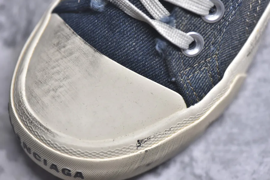 BALENCIAGA Paris Worn Effect Low Top Canvas Sneakers