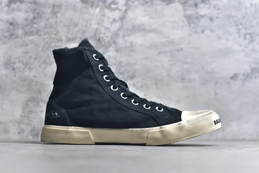 BALENCIAGA Paris Worn Effect Canvas Low Top Sneaker