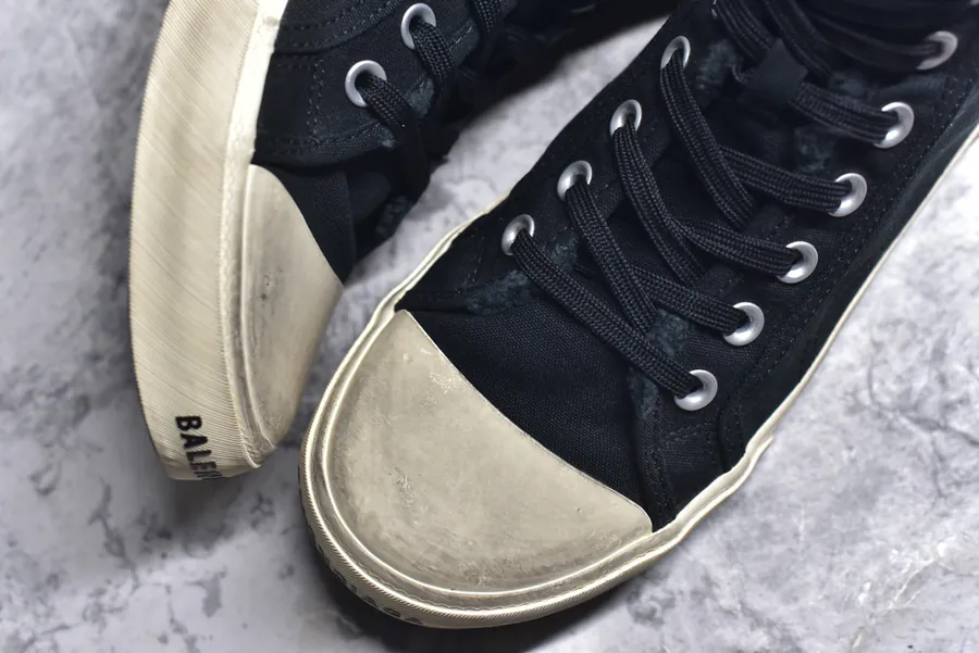 BALENCIAGA Paris Worn Effect Canvas Low Top Sneaker
