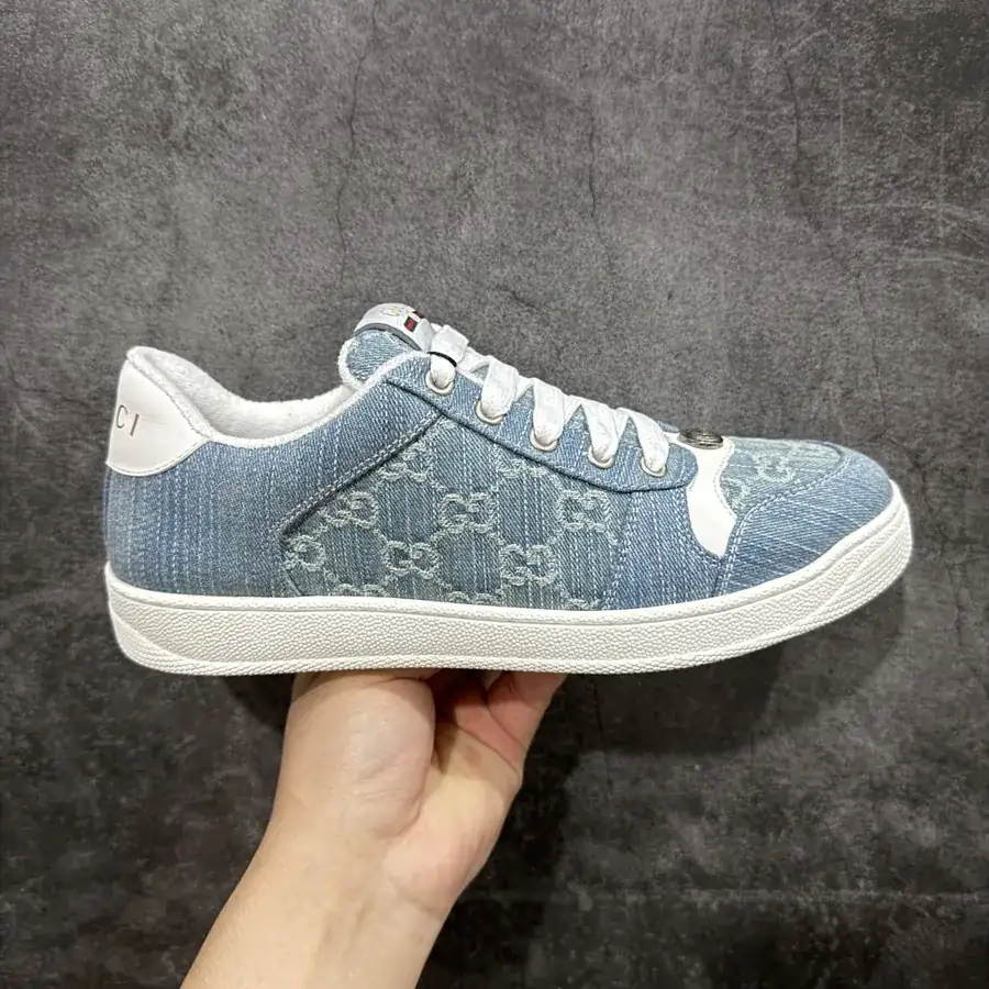 Gucci Vintage Style Dirty Sneakers with Blue White Denim