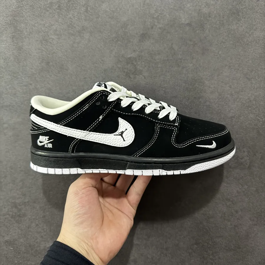 Nike SB Dunk Low Premium Custom Edition, White and Black, Low Top Sneakers