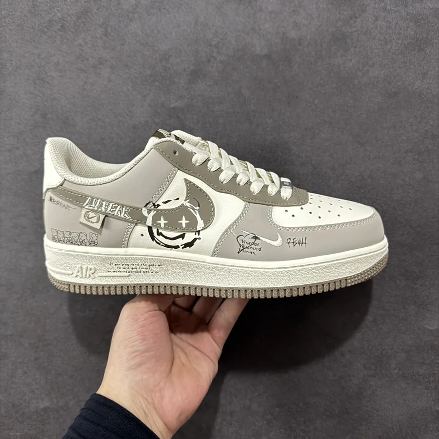 Nike Air Force 1 Smiling Bear Custom Low Top Sneakers