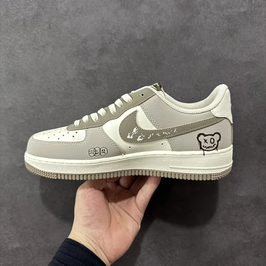 Nike Air Force 1 Smiling Bear Custom Low Top Sneakers