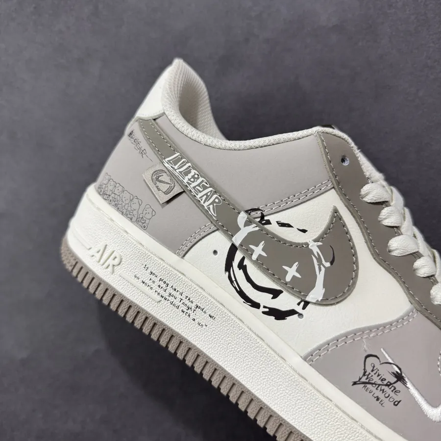 Nike Air Force 1 Smiling Bear Custom Low Top Sneakers
