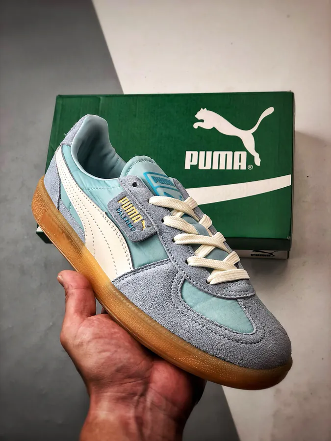 Puma Palermo Blue and White Low Top Training Sneakers