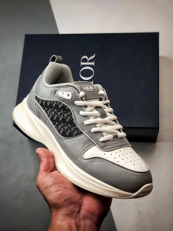 Dior B25 Oblique Runner Sneaker White and Grey