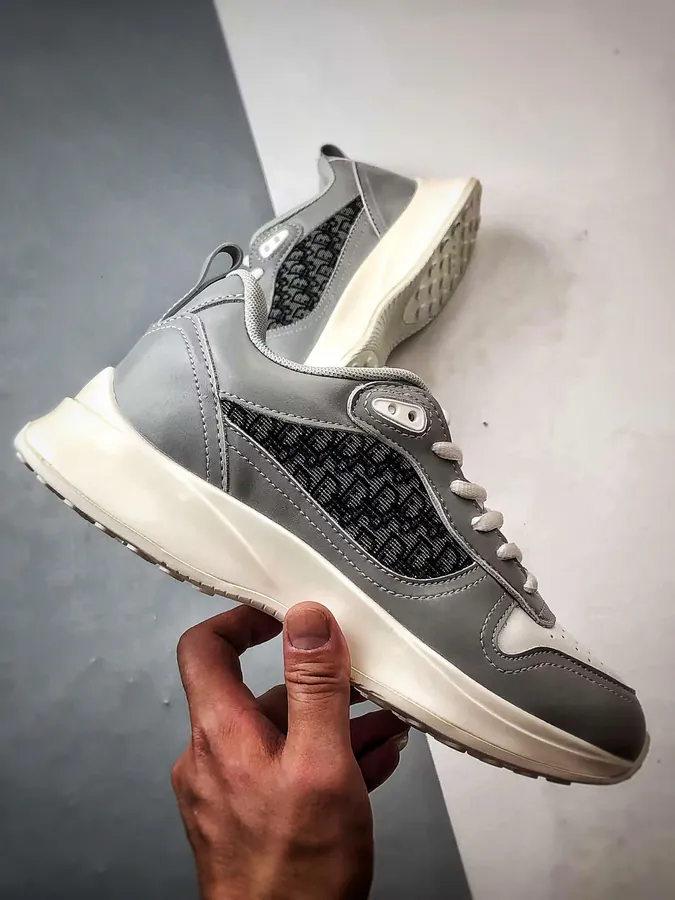 Dior B25 Oblique Runner Sneaker White and Grey
